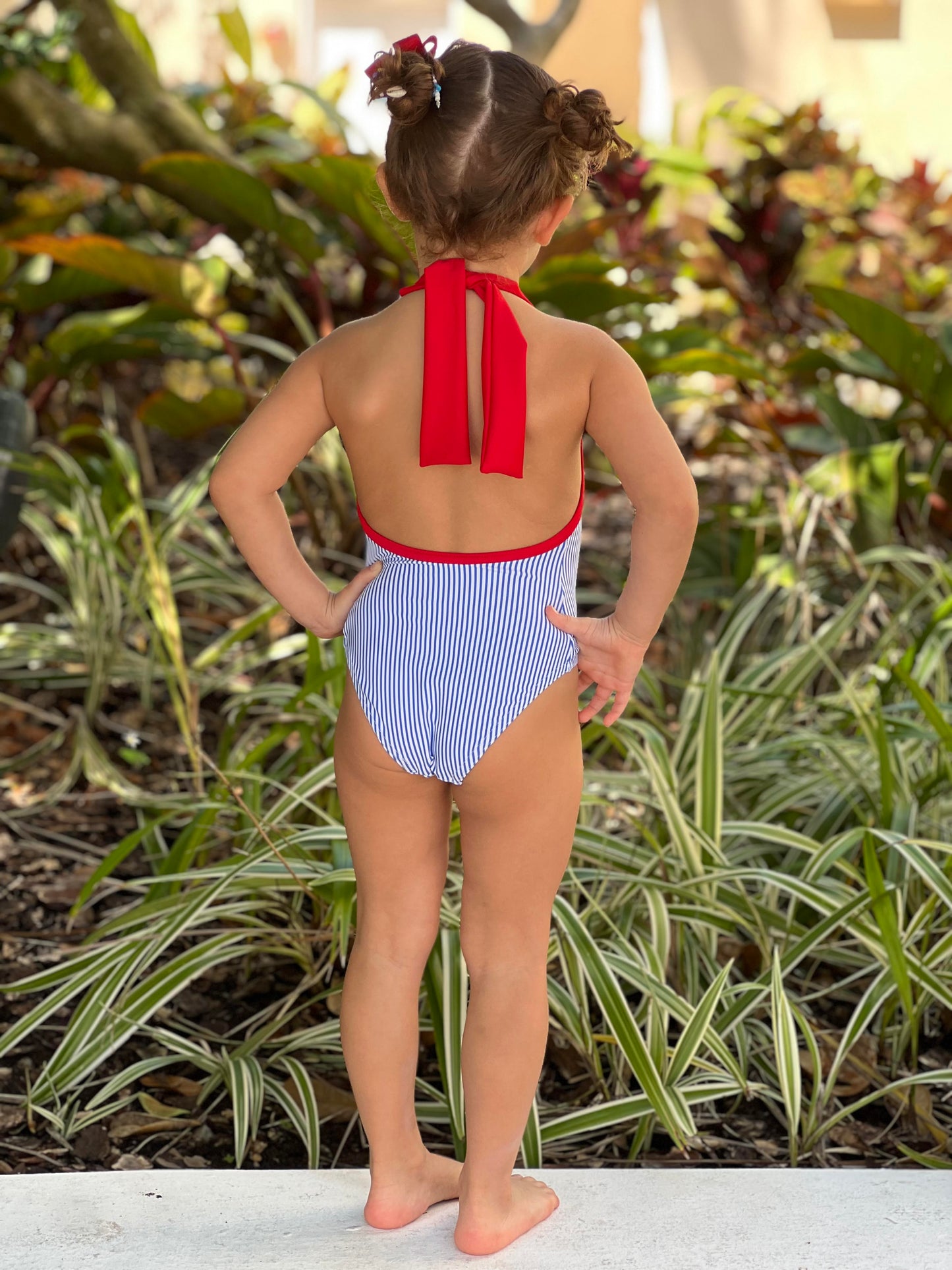 Girl Navy Stripe Swimsuit